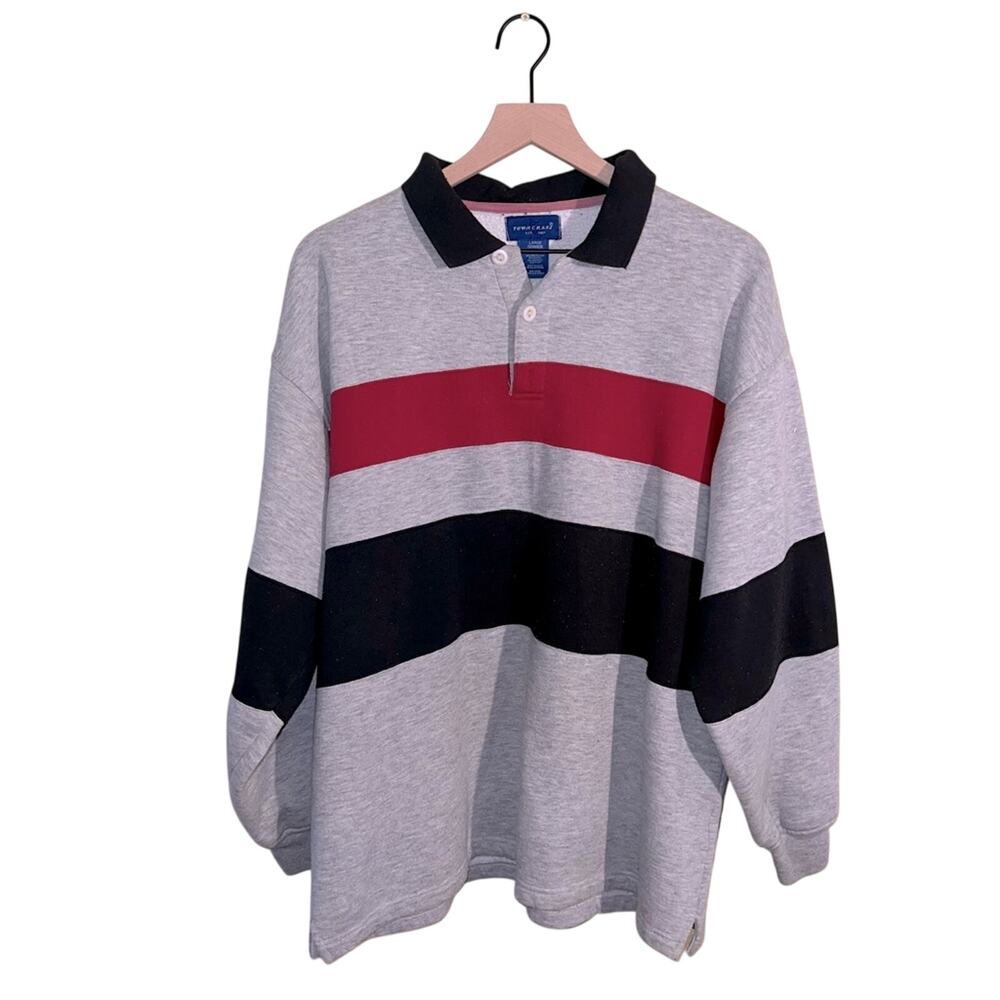 VINTAGE TOWNCRAFT 80s collared quarter button up sweatshirt L
